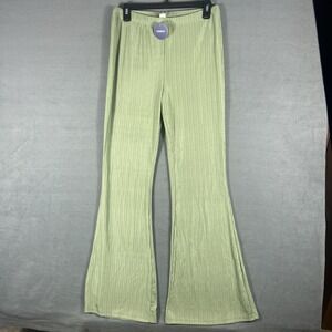 SweatyRocks Women's XL Sage Green Ribbed Knit Flare Pants Wide Leg NWT